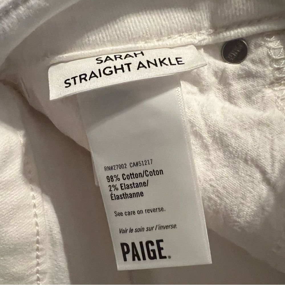 Paige Sarah Straight Ankle White Distressed Jeans - Picture 8 of 8